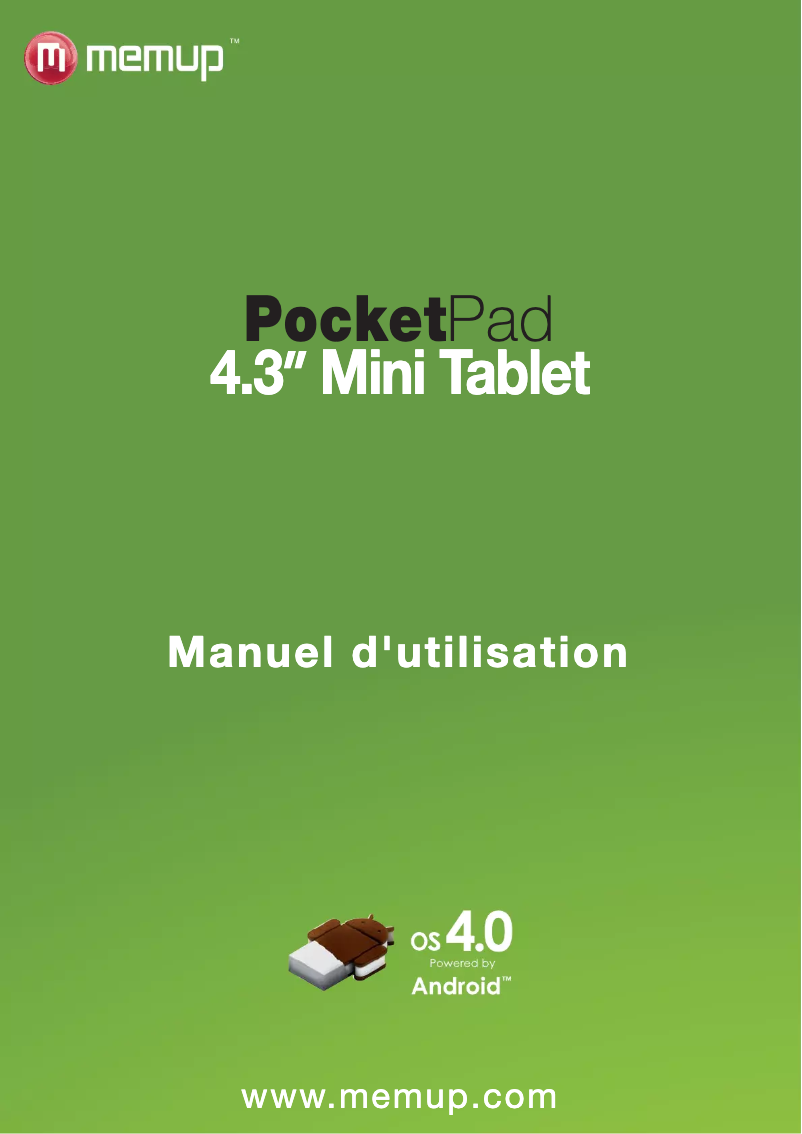 First page image of the manual for PocketPad 4.3 Mini Tablet