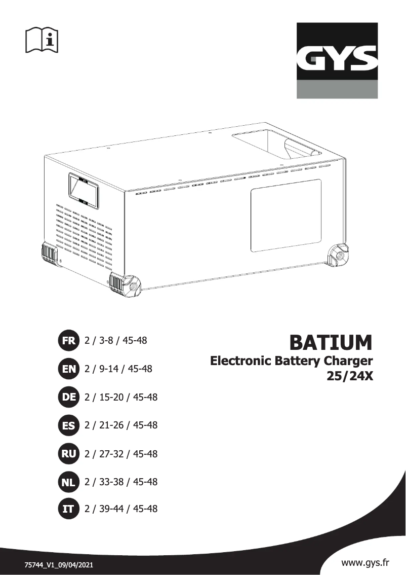 First page image of the manual for Batium 25.24X