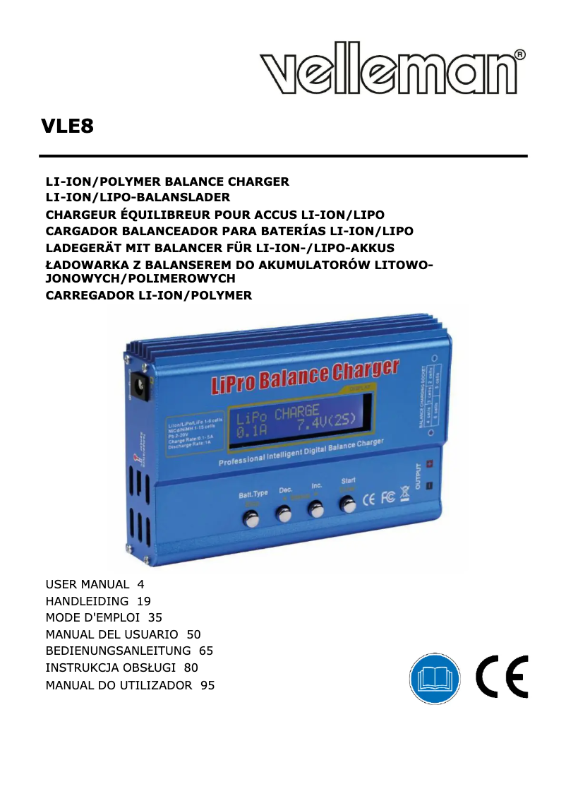 First page image of the manual for VLE8