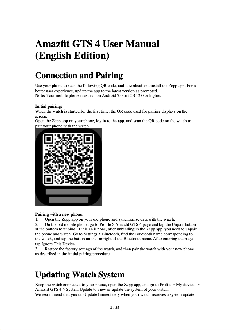 First page image of the manual for GTS 4