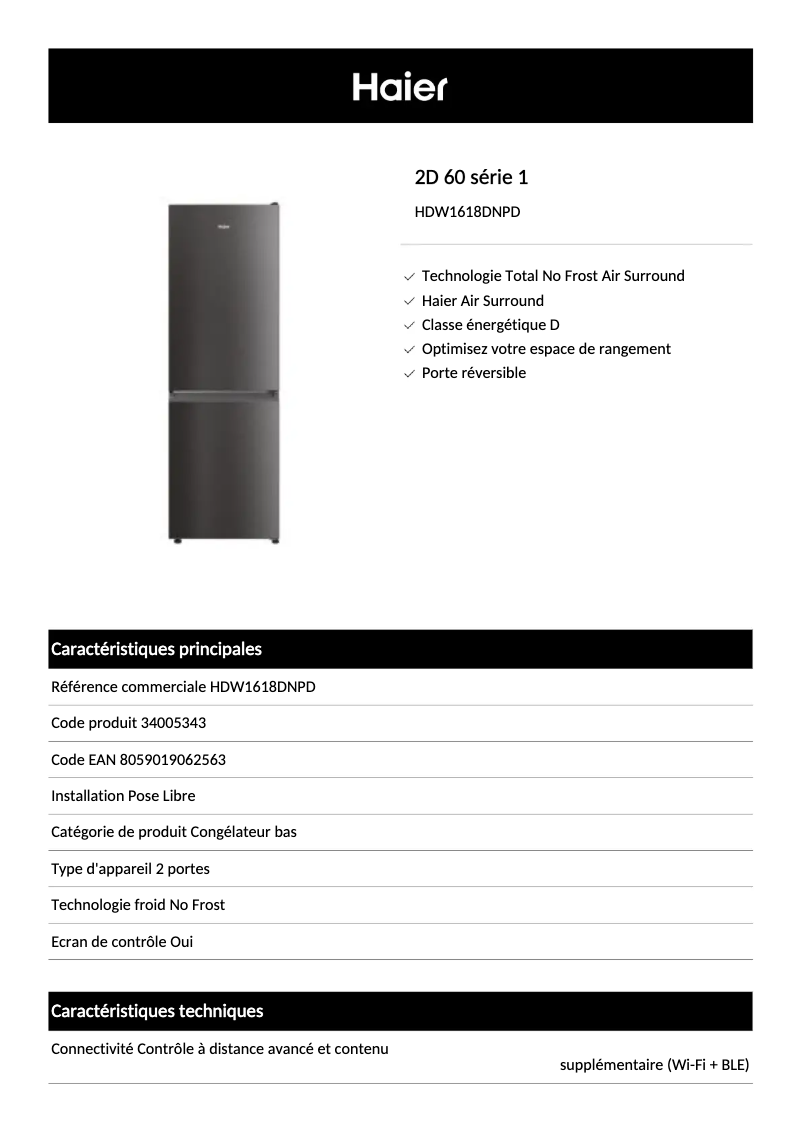 First page image of the manual for HDW1618DNPD