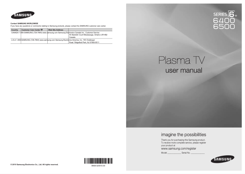 First page image of the manual for PN58C6500