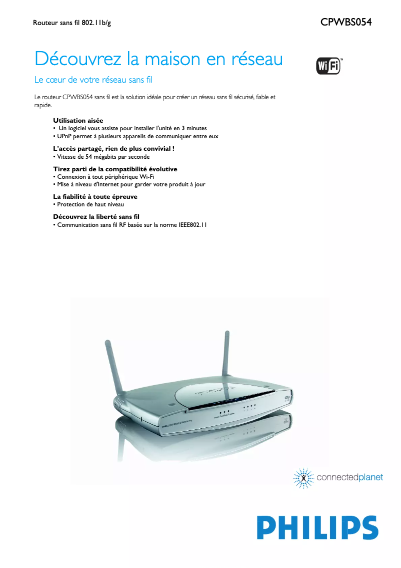 Page 1 of the manual Technical Sheet Philips CPWBS054