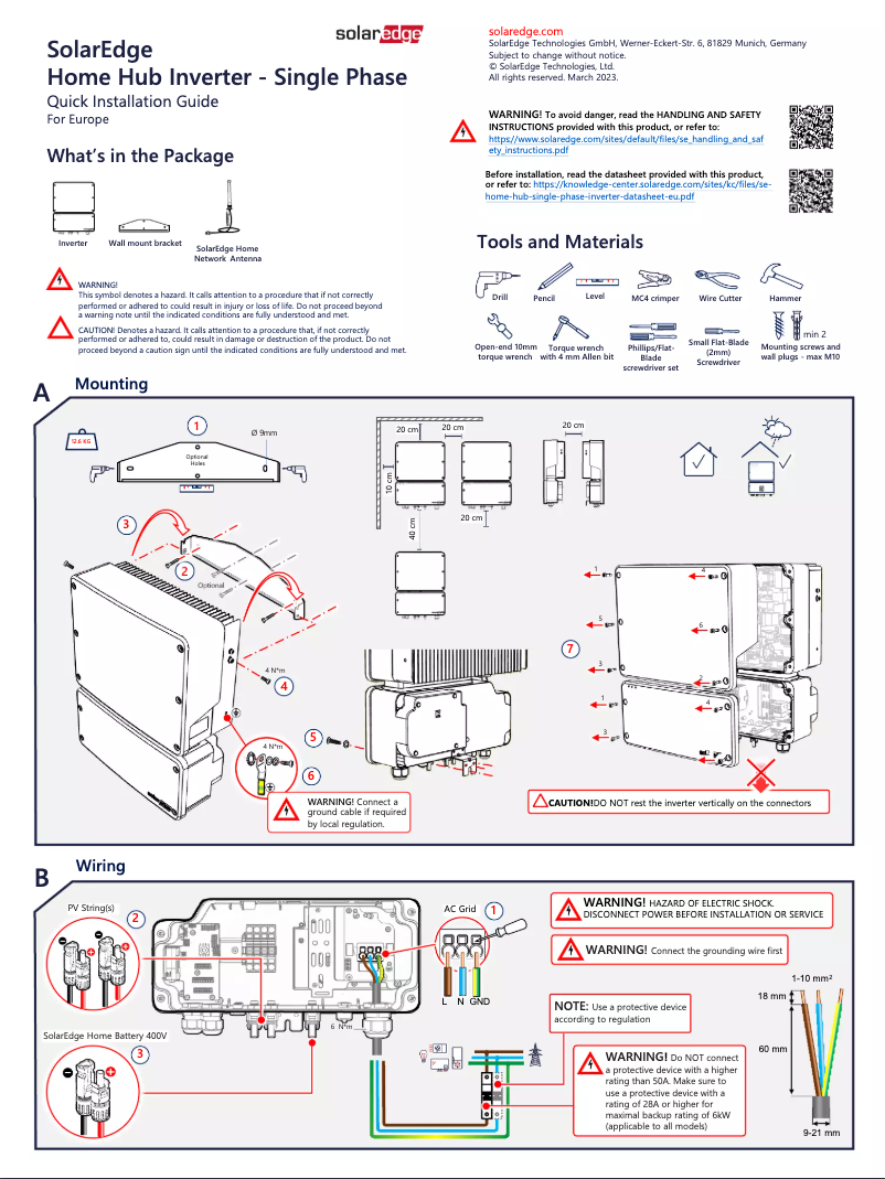 Page 1 of the manual User Manual SolarEdge Home Hub SE4000H
