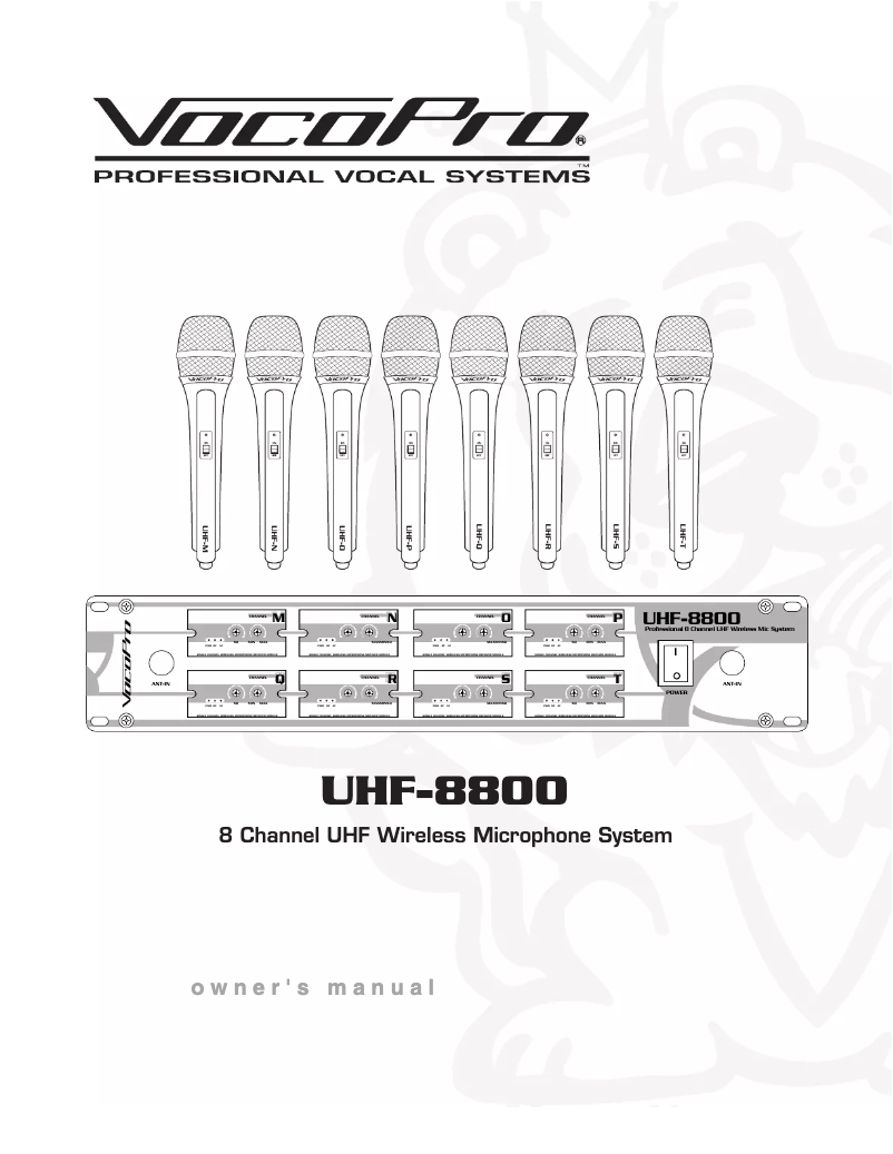 Page 1 of the manual User Manual Vocopro UHF-8800-XL
