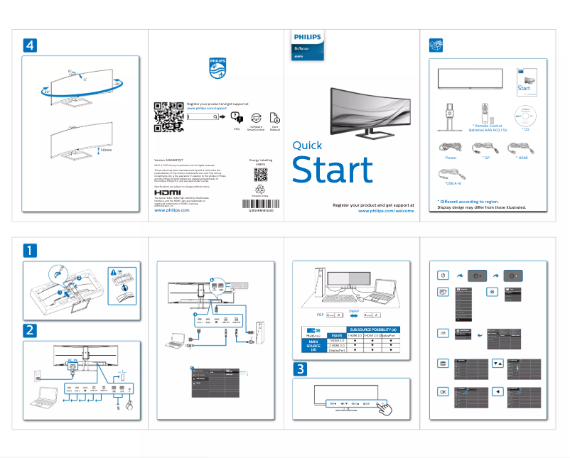 Page 1 of the manual Quick Start Guide Philips 498P9