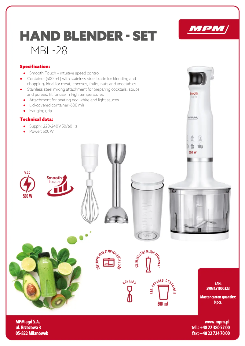 Page 1 of the manual Technical Sheet MPM MBL-28