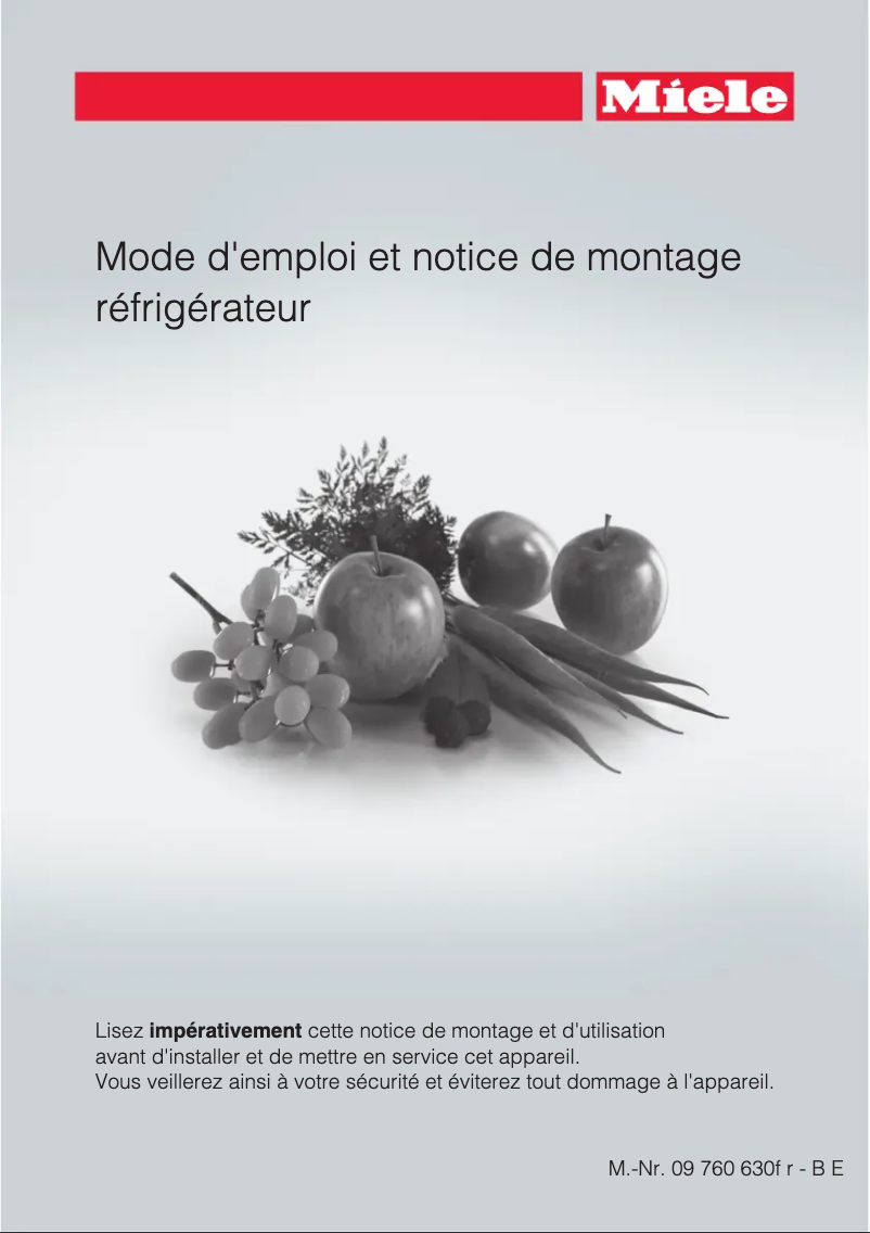 Page 1 of the manual User Manual Miele K 1801 Vi