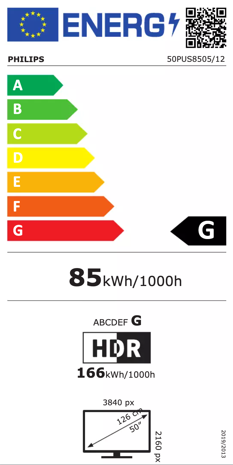 Page 1 of the manual Energy Label Philips 50PUS8505
