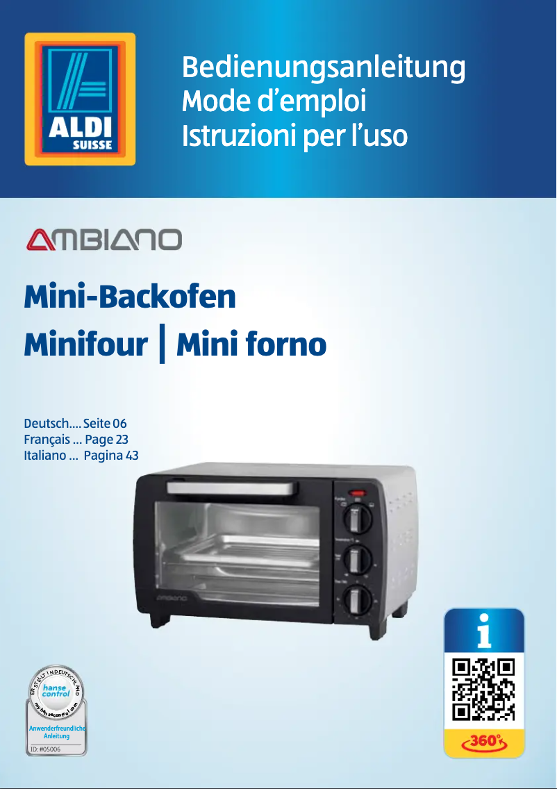 Page 1 of the manual User Manual Ambiano GT-MO-07-CH