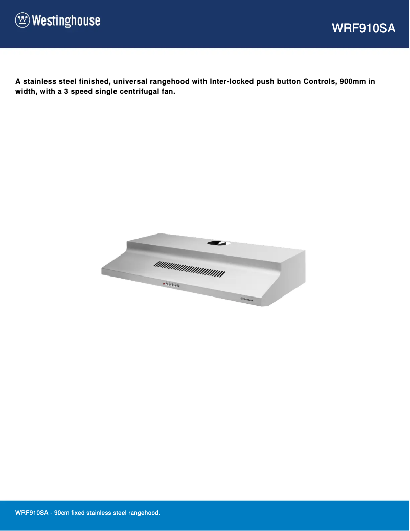 Page 1 of the manual Technical Sheet Westinghouse WRF910SA