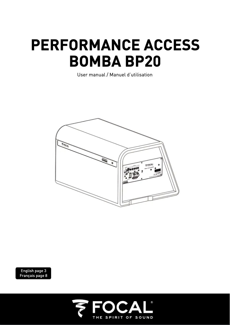 First page image of the manual for Performance Access BOMBA BP20