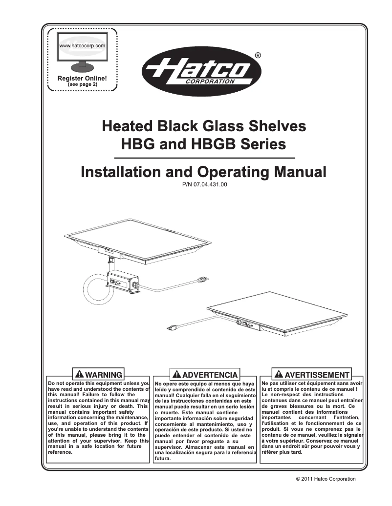 Page 1 of the manual User Manual Hatco HBGB-2418