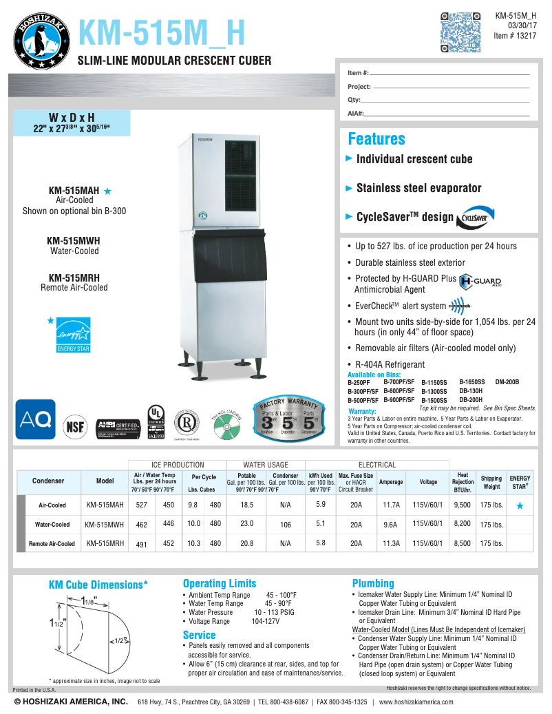 First page image of the manual for KM-515MWH
