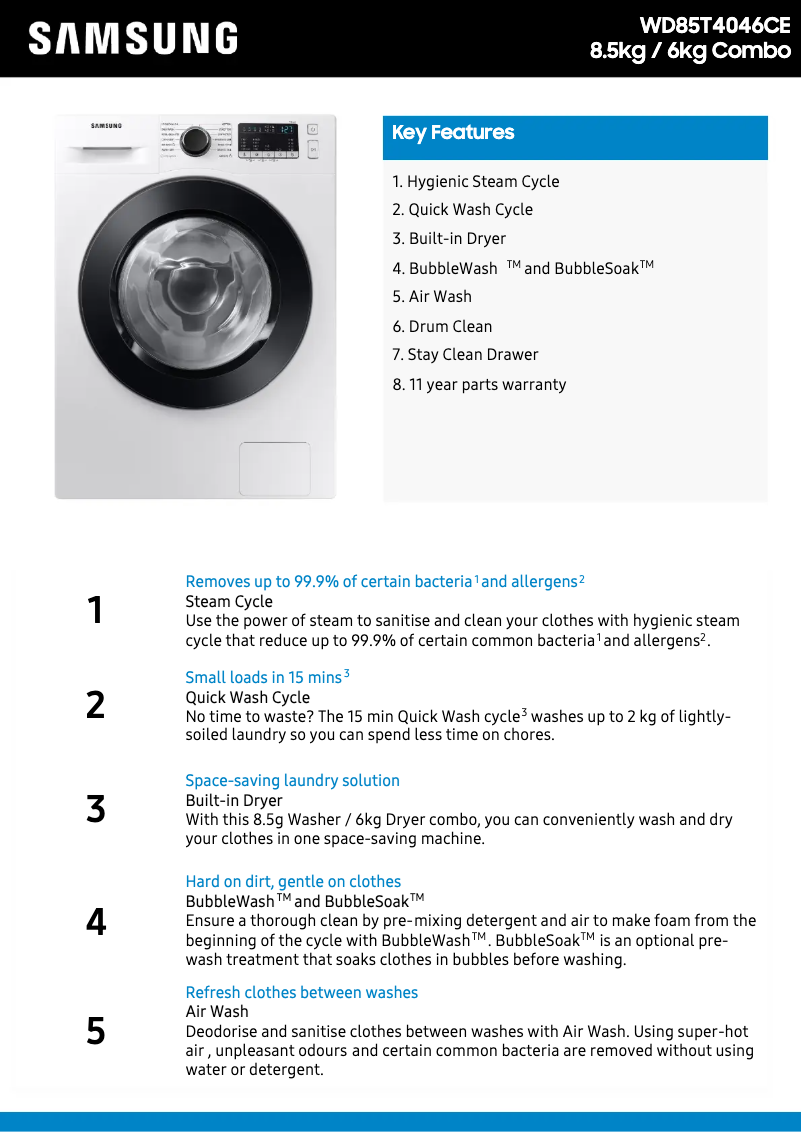 First page image of the manual for WD85T4046CE