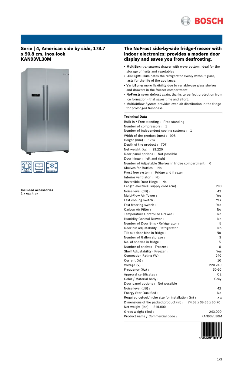 First page image of the manual for KAN93VL30M
