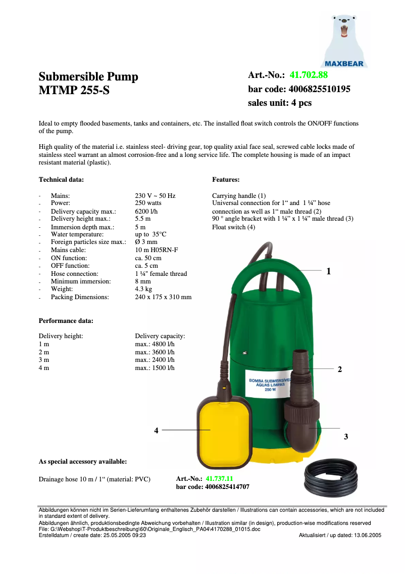 First page image of the manual for MTMP 255-S