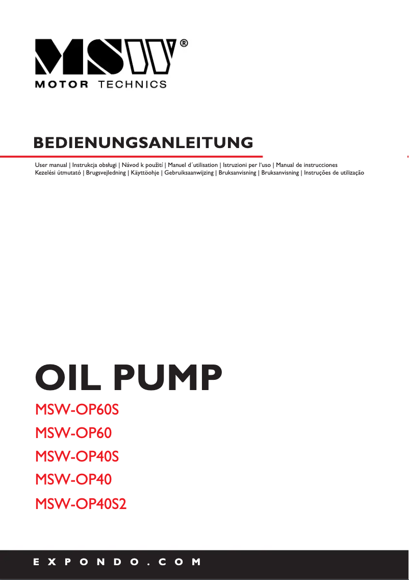 Page 1 of the manual User Manual MSW MSW-OP60
