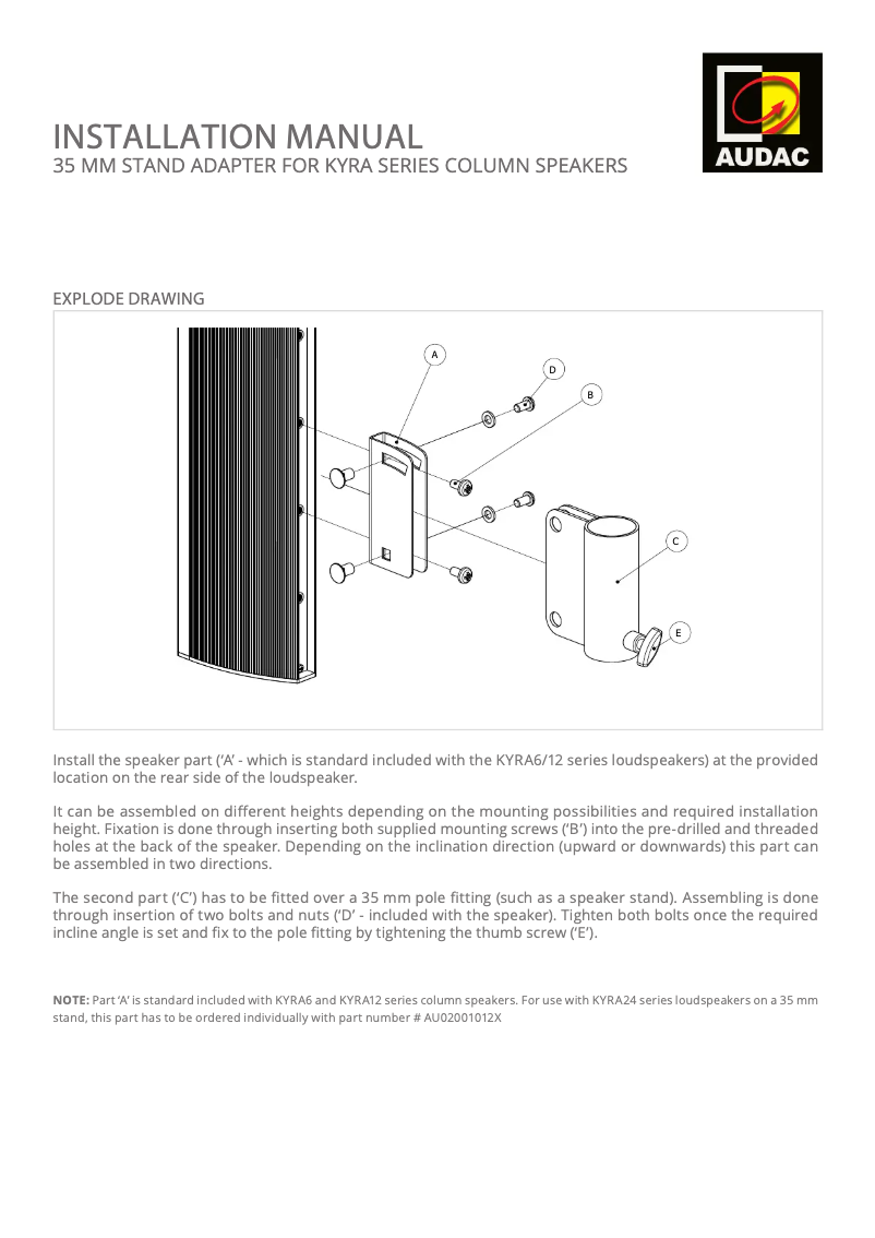 Page 1 of the manual User Manual Audac MBK260