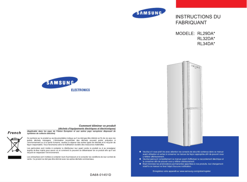 Page 1 of the manual User Manual Samsung RL31DAVS