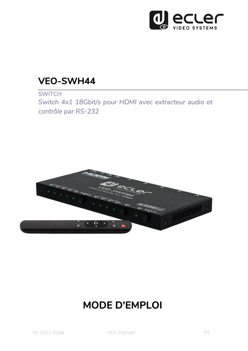 Page 1 of the manual User Manual Ecler VEO-SWH44