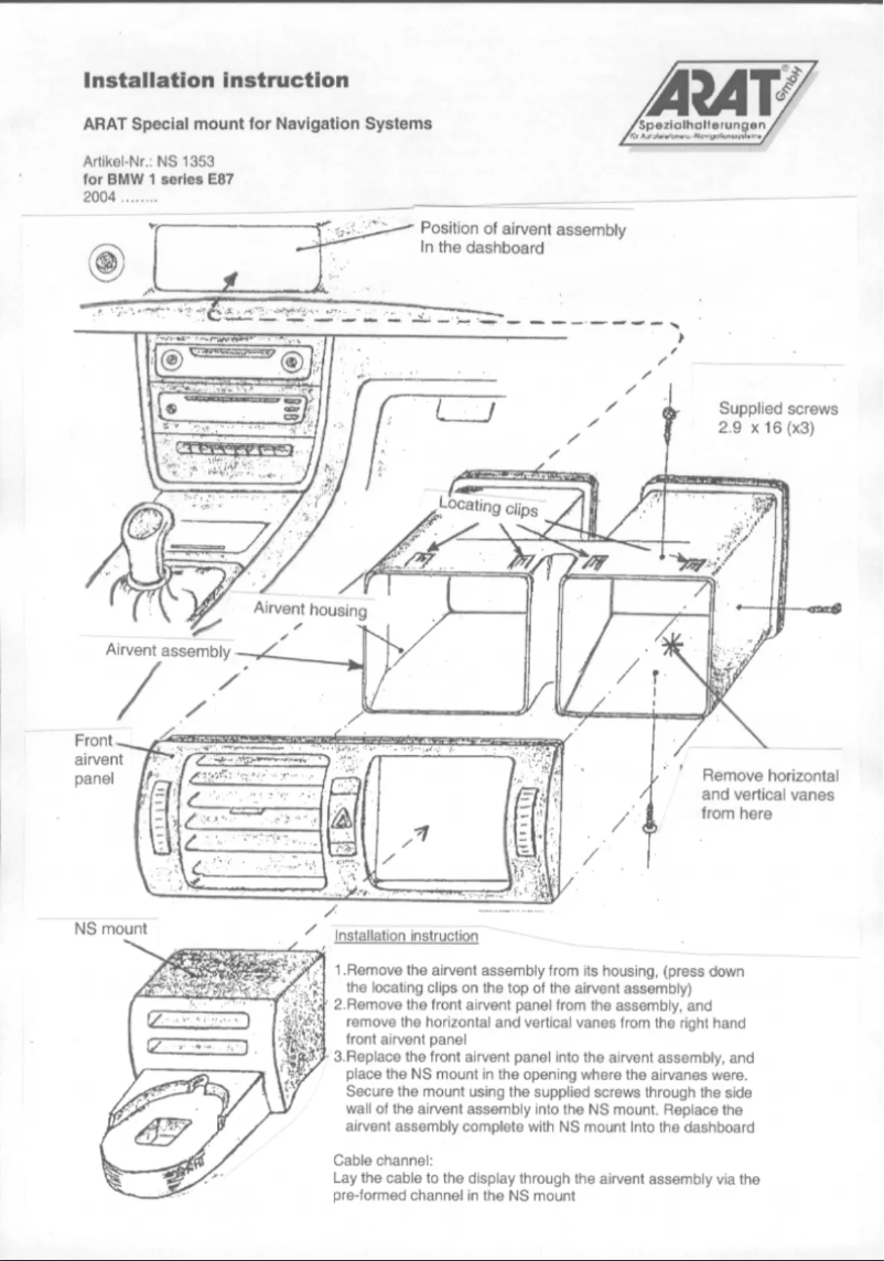 First page image of the manual for NS1353