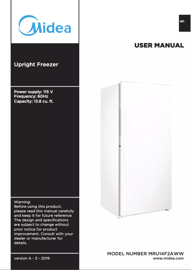 First page image of the manual for MRU14F6AWW