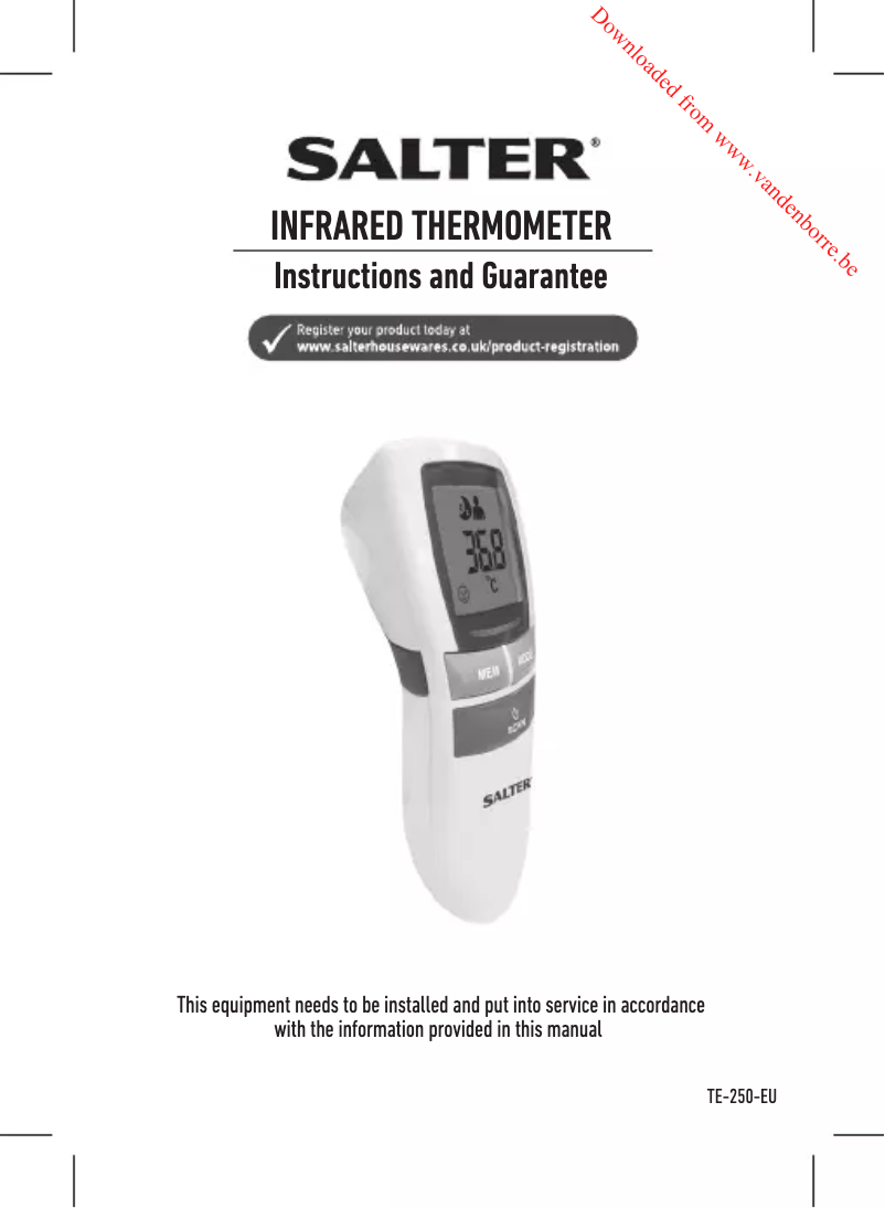 Image de la première page du manuel de l'appareil SA TE-250