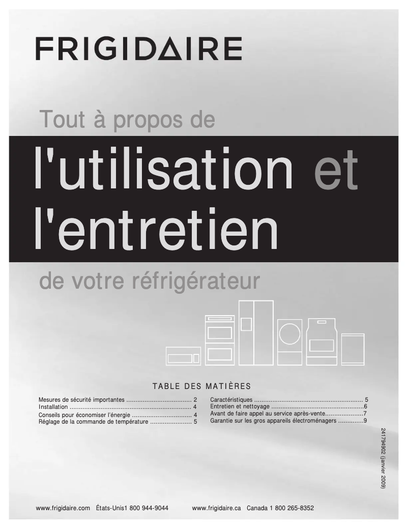 First page image of the manual for FFPT12F3MV