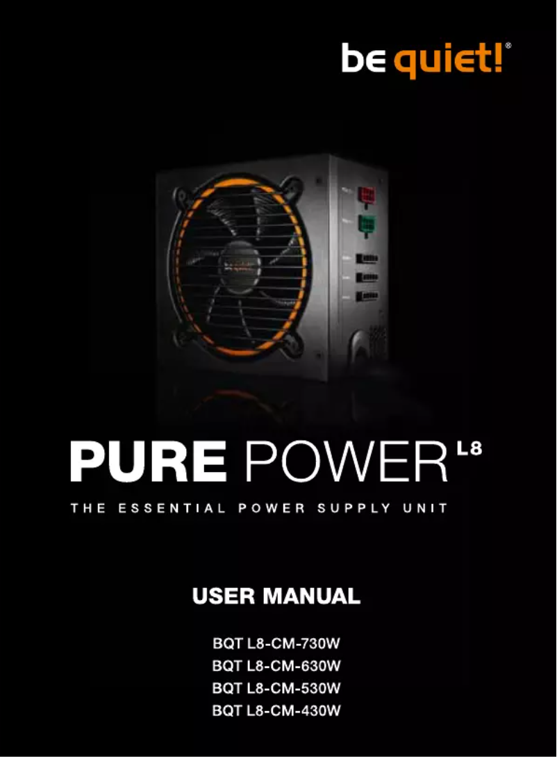 Page 1 de la notice Manuel utilisateur Be Quiet! Pure Power L8 CM 430W