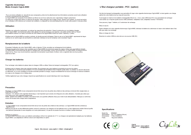 Page 1 of the manual User Manual CigLib 808-D