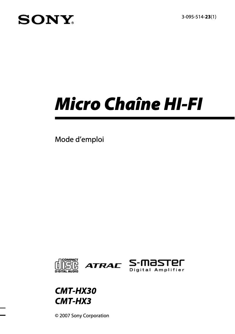 First page image of the manual for CMT-HX30