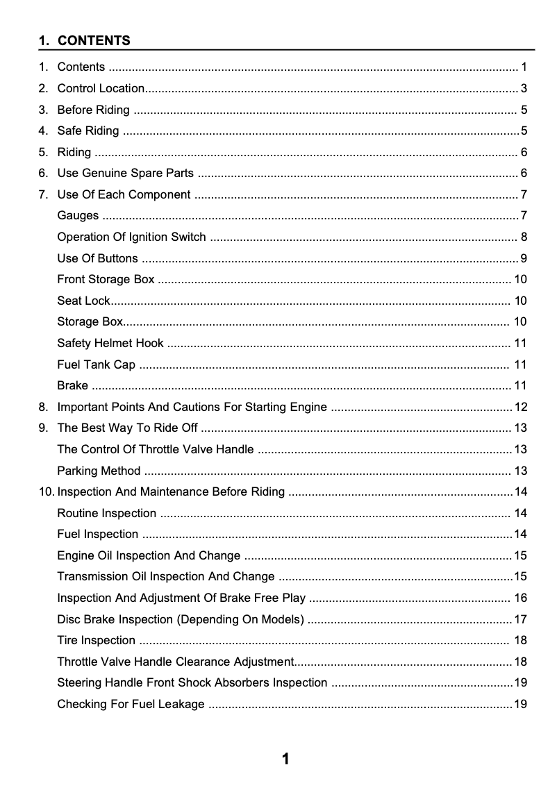 Page 1 of the manual User Manual SYM Euro MX 125