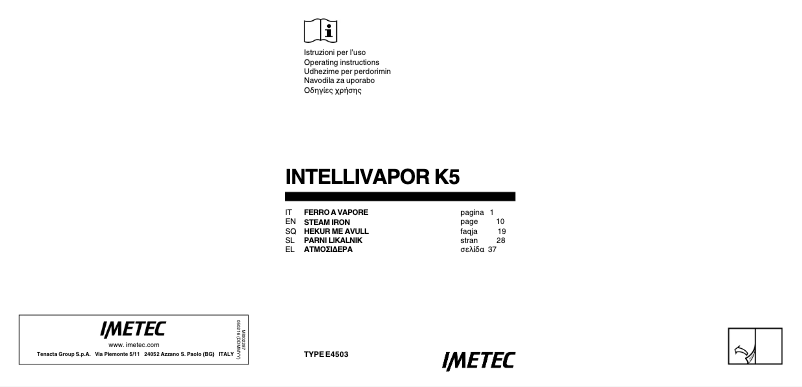 First page image of the manual for Intellivapor K5