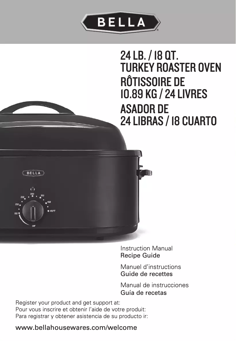 Page 1 of the manual User Manual Bella 18qt Turkey Roaster