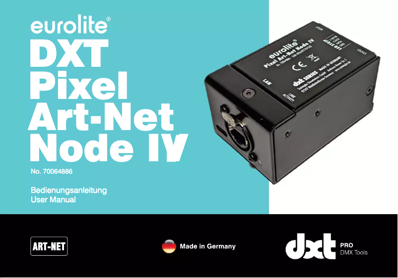 First page image of the manual for DXT Pixel Art-Net Node IV