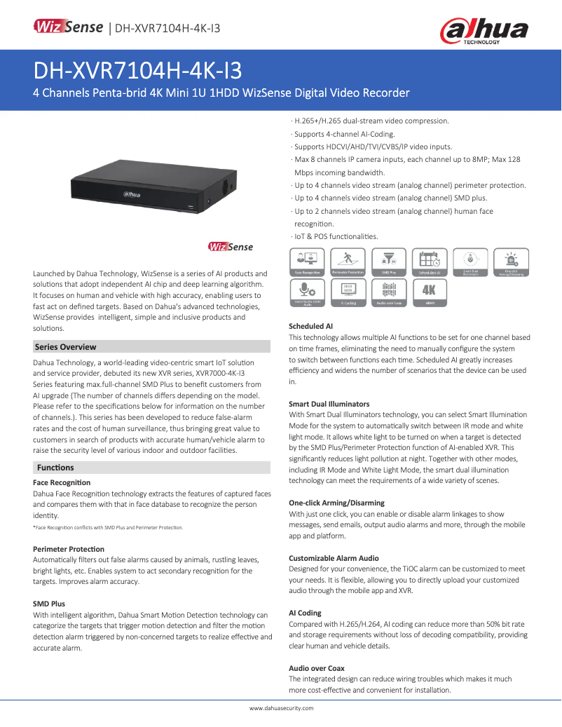 First page image of the manual for XVR7104H-4K-I3
