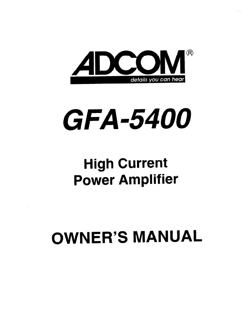 First page image of the manual for GFA-5400