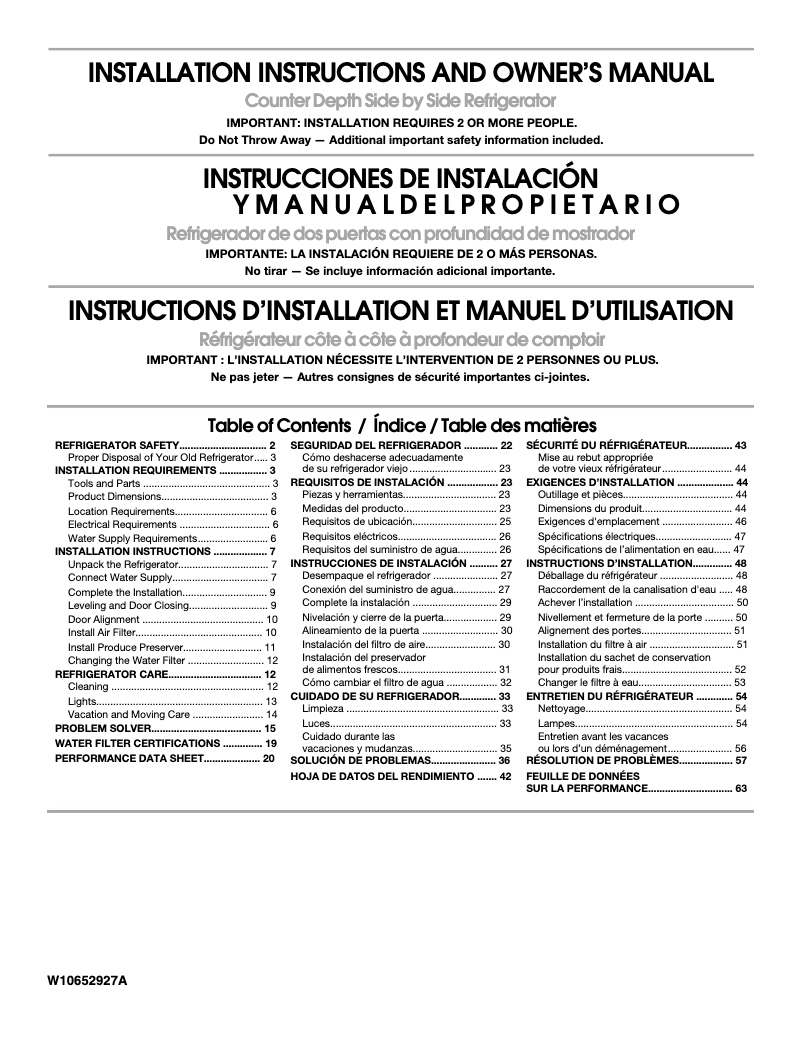 First page image of the manual for WRS970CID