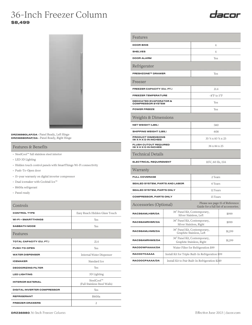 First page image of the manual for RAC36AMLHMS
