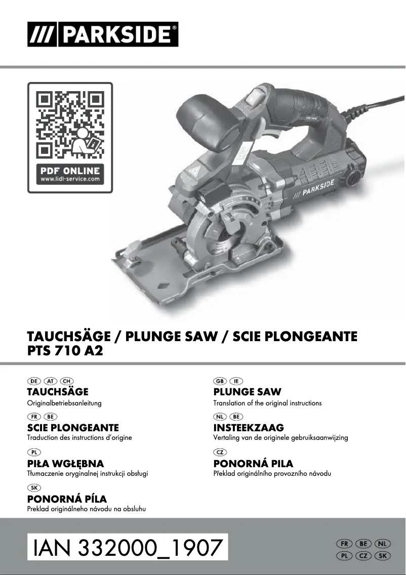 Page 1 of the manual User Manual Parkside PTS 710 A2