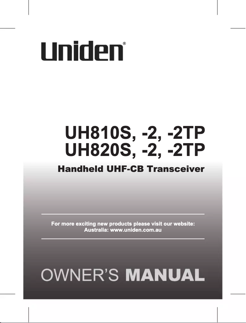 Page 1 of the manual User Manual Uniden UH810S-2
