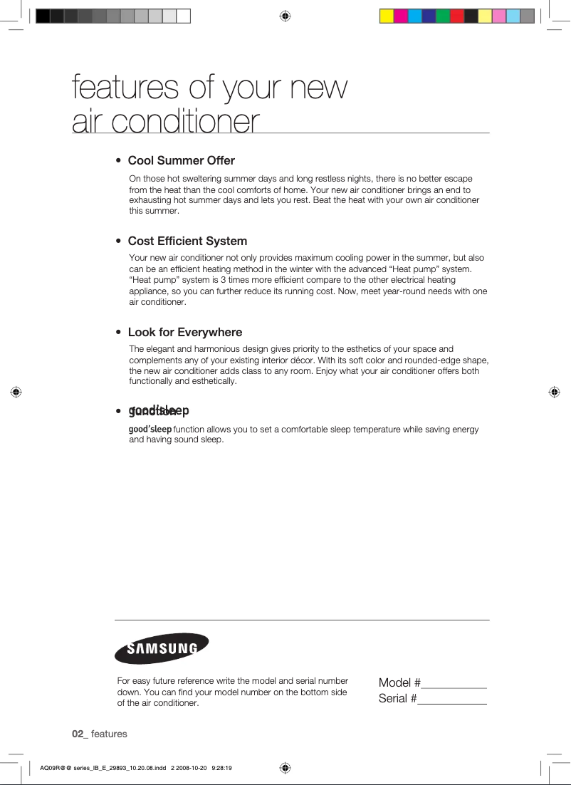 First page image of the manual for AQ09UGBX