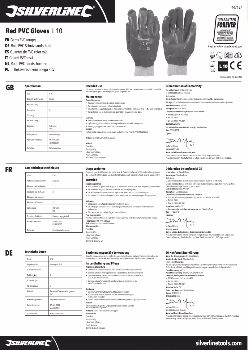 Page 1 of the manual User Manual Silverline 447137