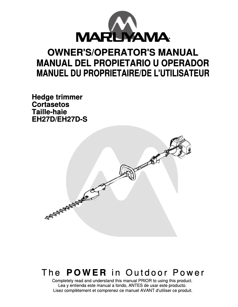 First page image of the manual for EH270D-S