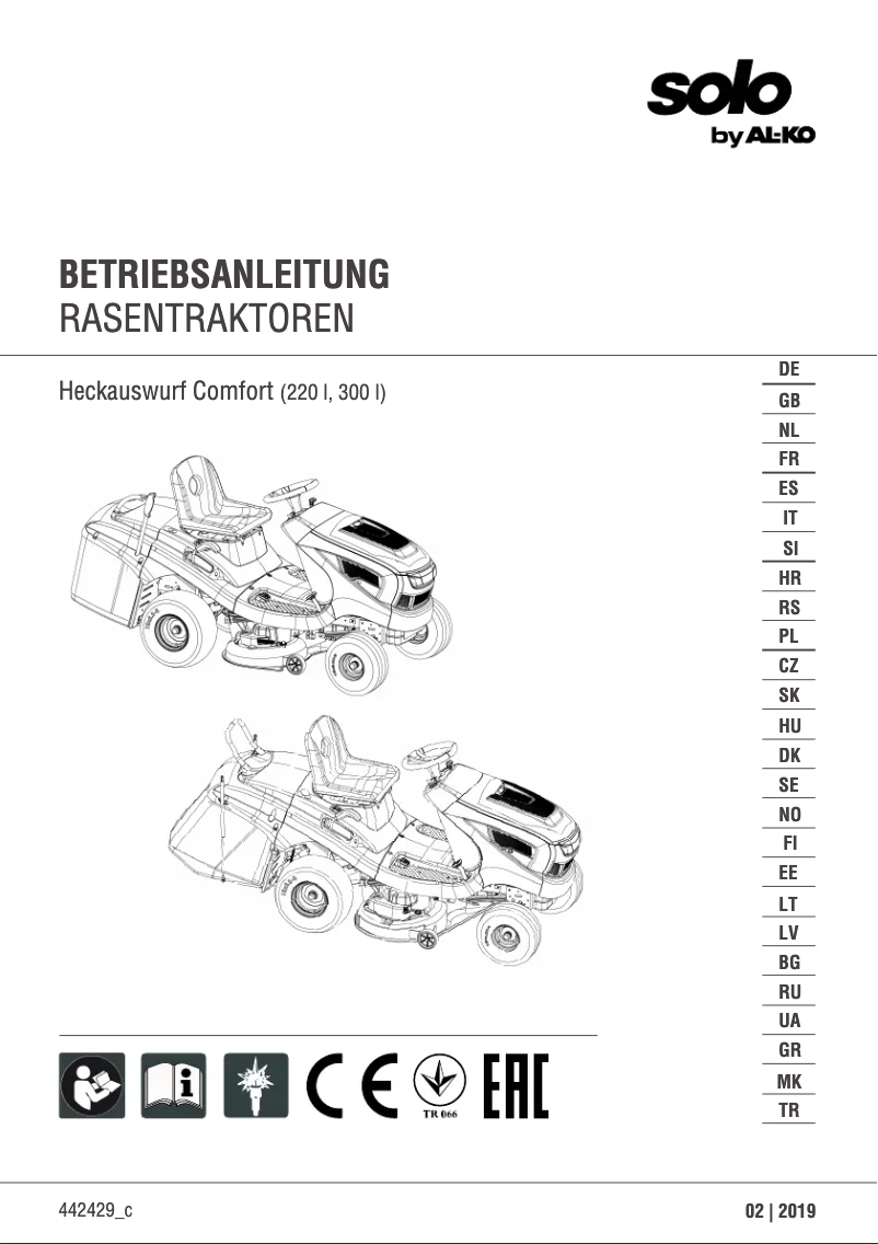 Page 1 of the manual User Manual AL-KO Solo T 15-93.7 HD-A Comfort