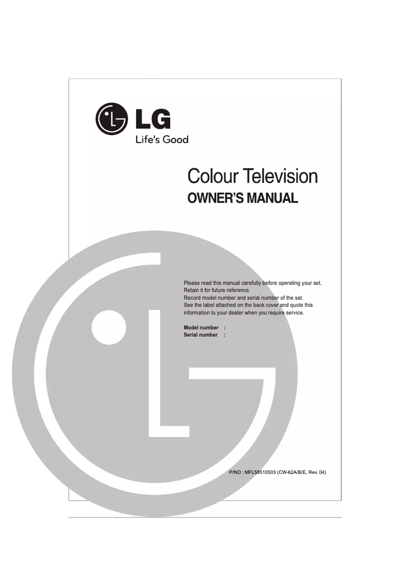 First page image of the manual for 21FU3RLX