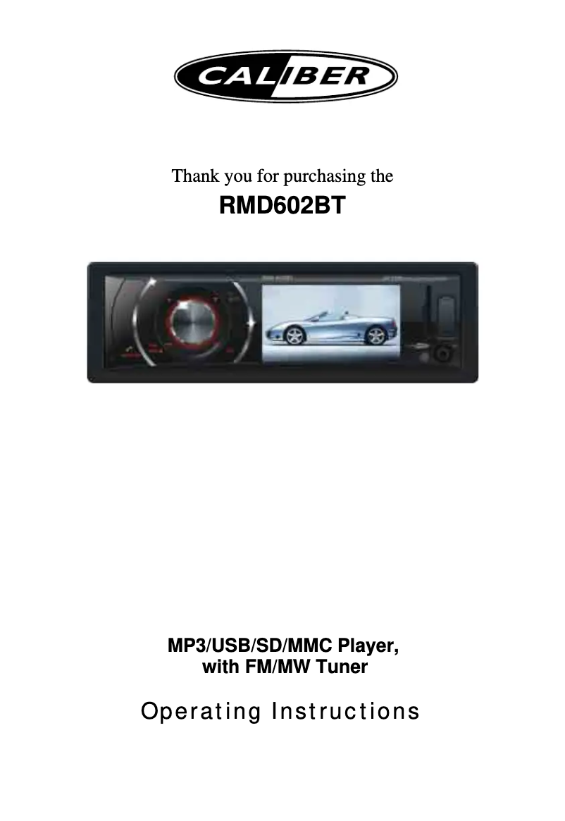 First page image of the manual for RMD 602BT