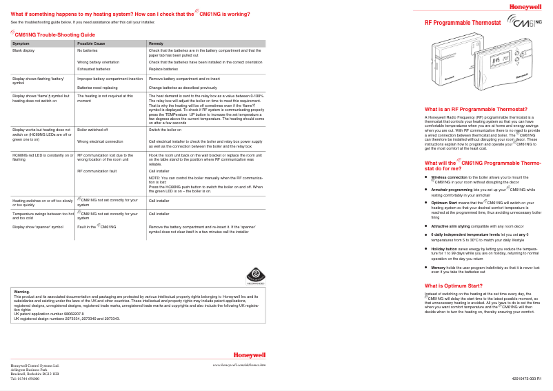 First page image of the manual for CM 61 RF