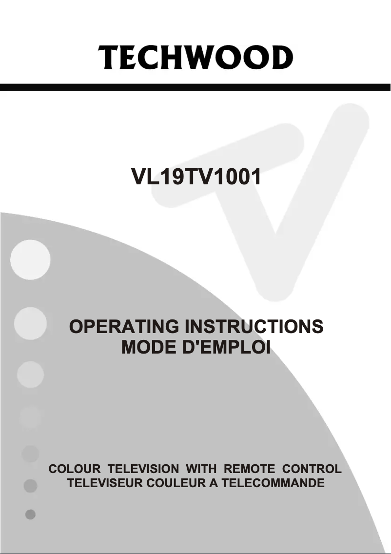 First page image of the manual for VL19TV1001